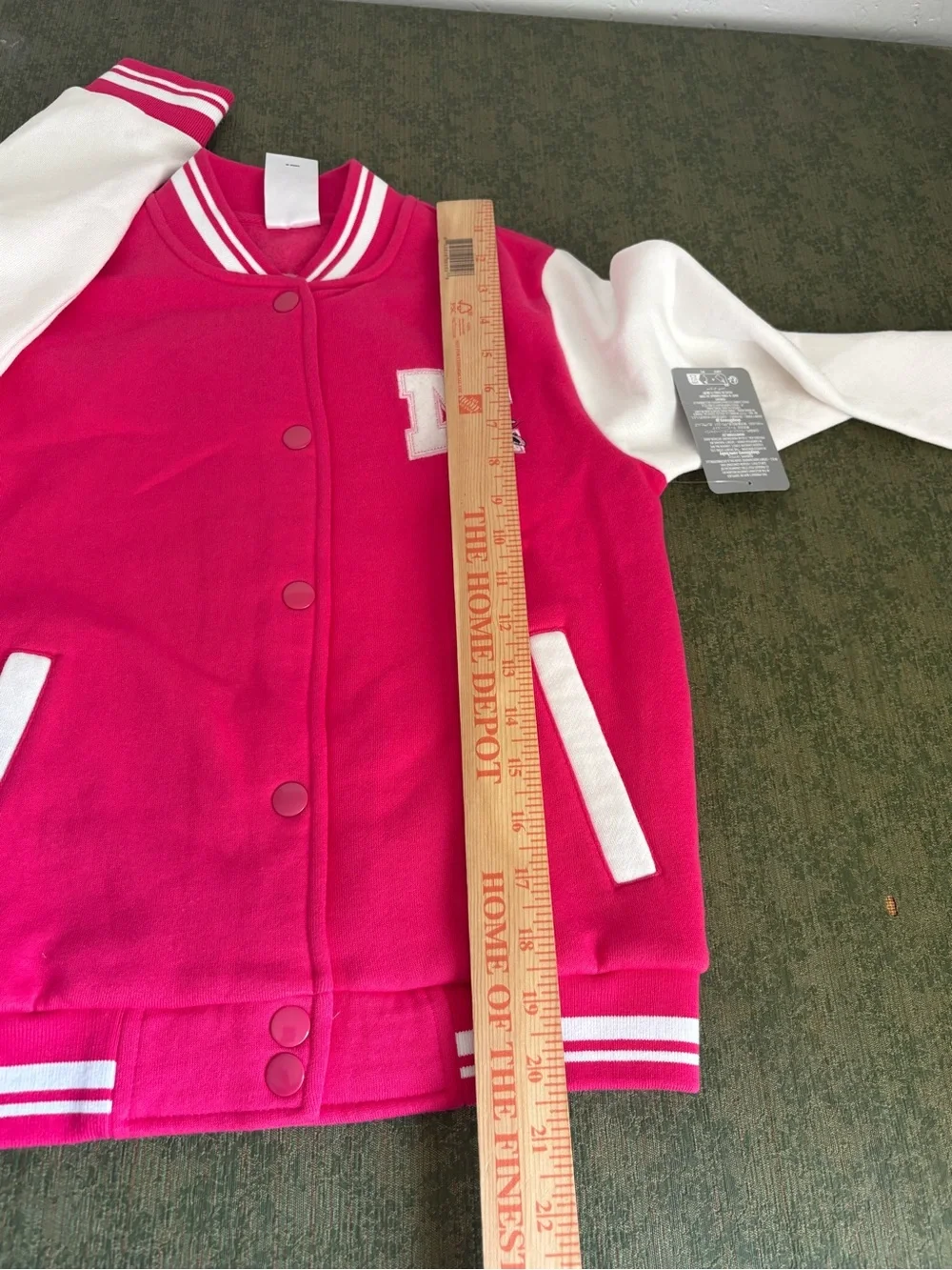 Disney Kids Pink and White Varsity Puffer Jacket
